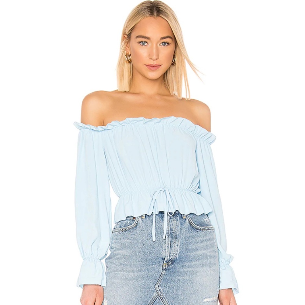 Superdown Light Blue Crop Top